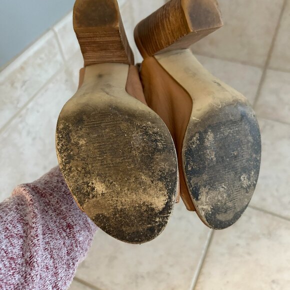 Crown Vintage Peep Toe, stack heel slingback booties size 6 - Picture 3 of 5